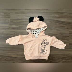Disney Baby Girl Peach Minnie Mouse Pullover Hoodie with ears size 3/6M